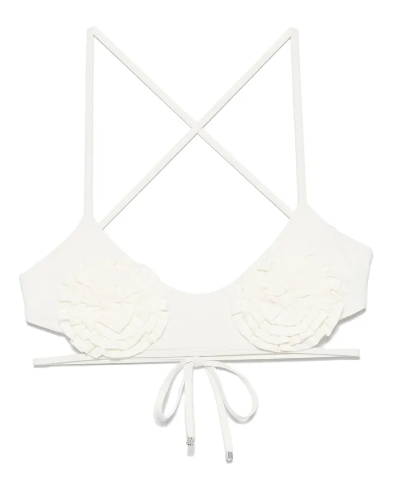 Blumarine Bikinioberteil mit Blumenapplikation - Weiß Weiß
