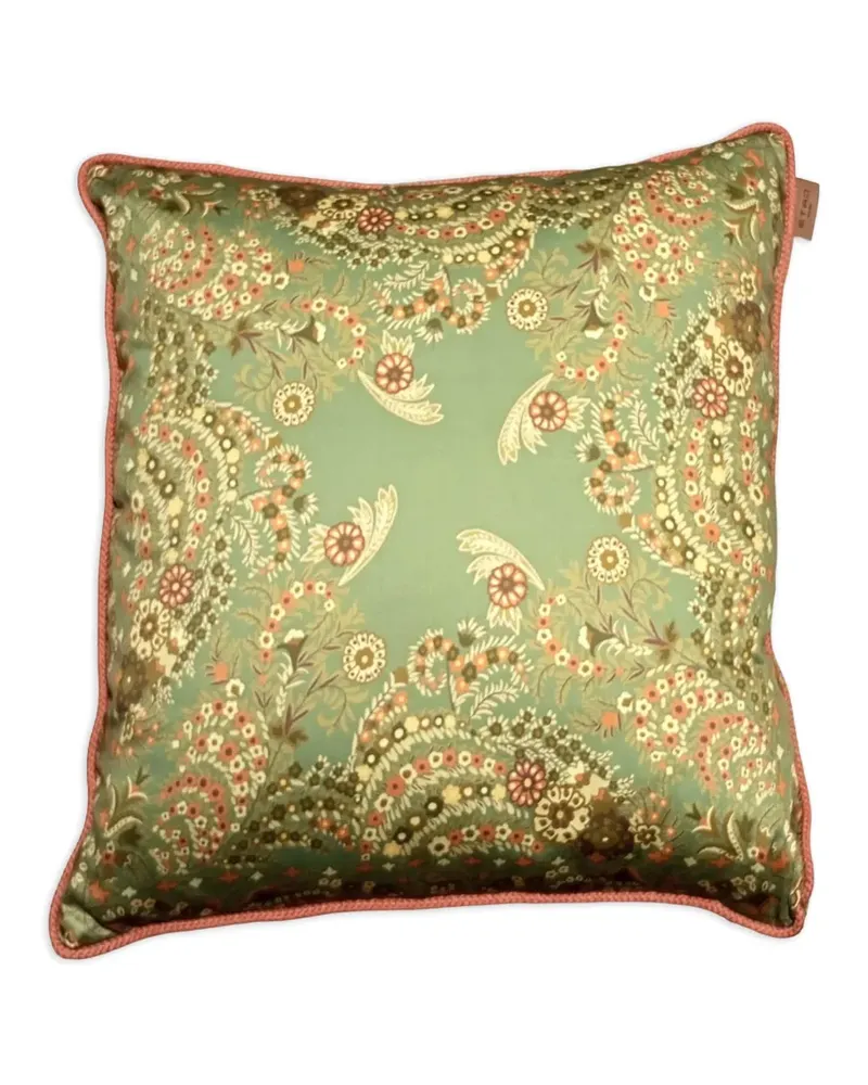 Etro Blumenmuster-Kissen mit Kordelbesatz (45cm x 45cm) - Grün Grün