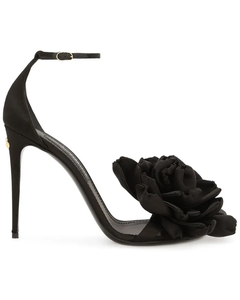 Dolce & Gabbana Sandalen mit Blumenapplikation - Schwarz Schwarz