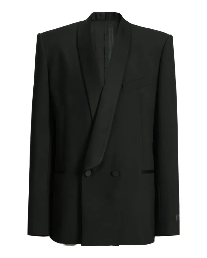 Balmain Jacke aus Wolle und Satin mit zwei Knöpfen - Schwarz Schwarz