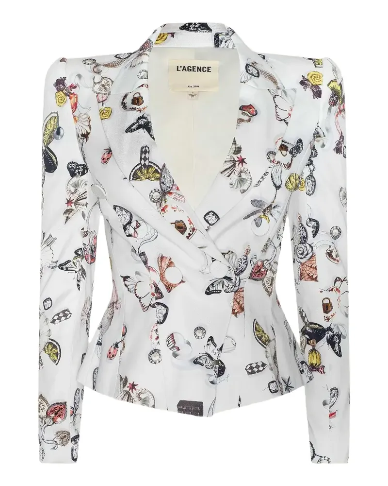 L'Agence Bethany graphic-print structured blazer - Weiß Weiß