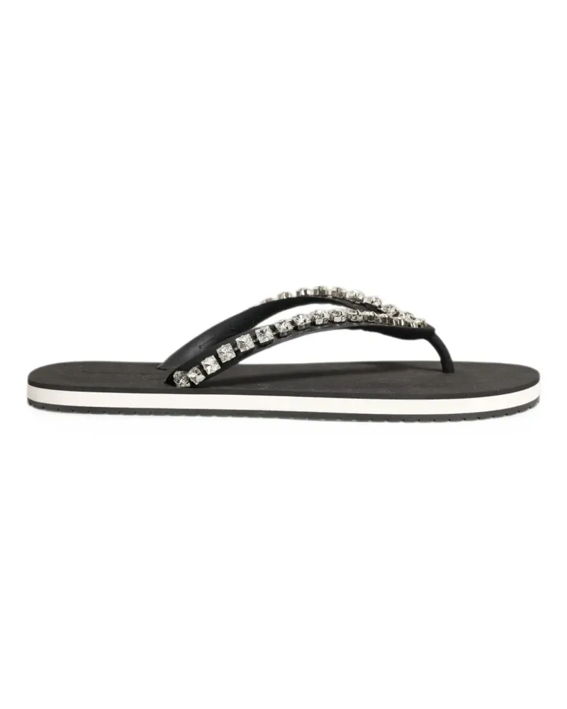 Dolce & Gabbana crystal-embellished rubber flip flops - Schwarz Schwarz