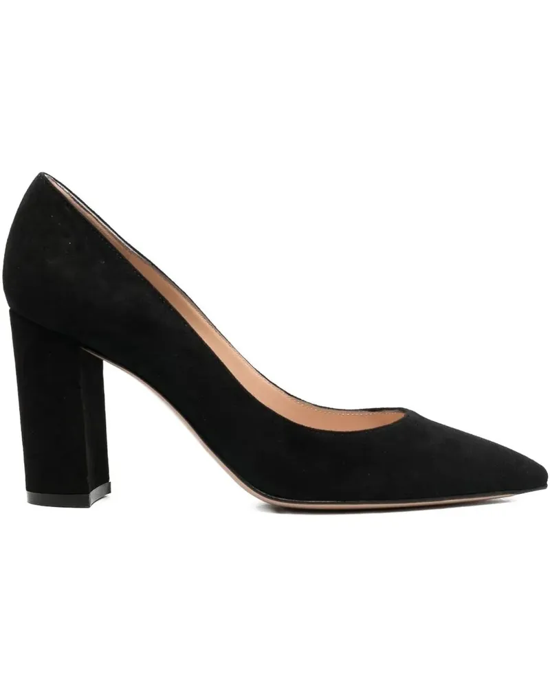 Gianvito Rossi Spitze Piper Pumps mit Blockabsatz 85mm - Schwarz Schwarz