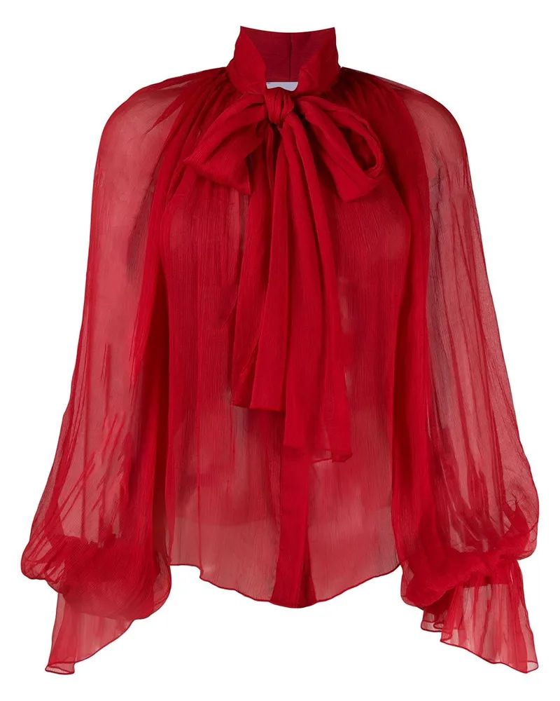 ATU Body Couture Bluse mit Ballonärmeln Rot