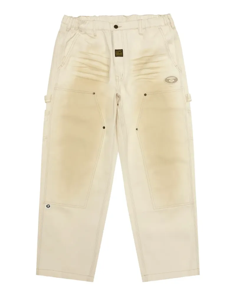 BAPE washed logo trousers - Nude Nude