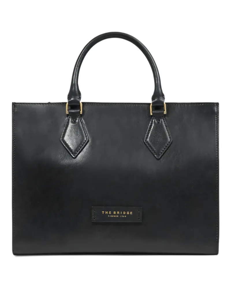 The Bridge detachable-strap leather tote bag - Schwarz Schwarz