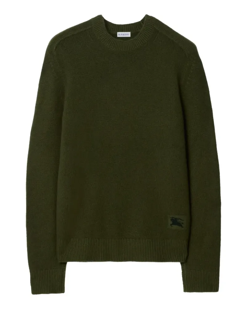 Burberry Equestrian Knight Pullover mit Ellenbogen-Patch - Grün Grün