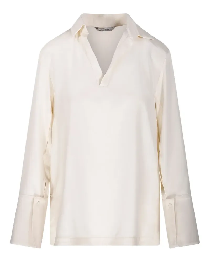 Max Mara Bluse mit V-Ausschnitt - 005 BIANCO AVORIO 005