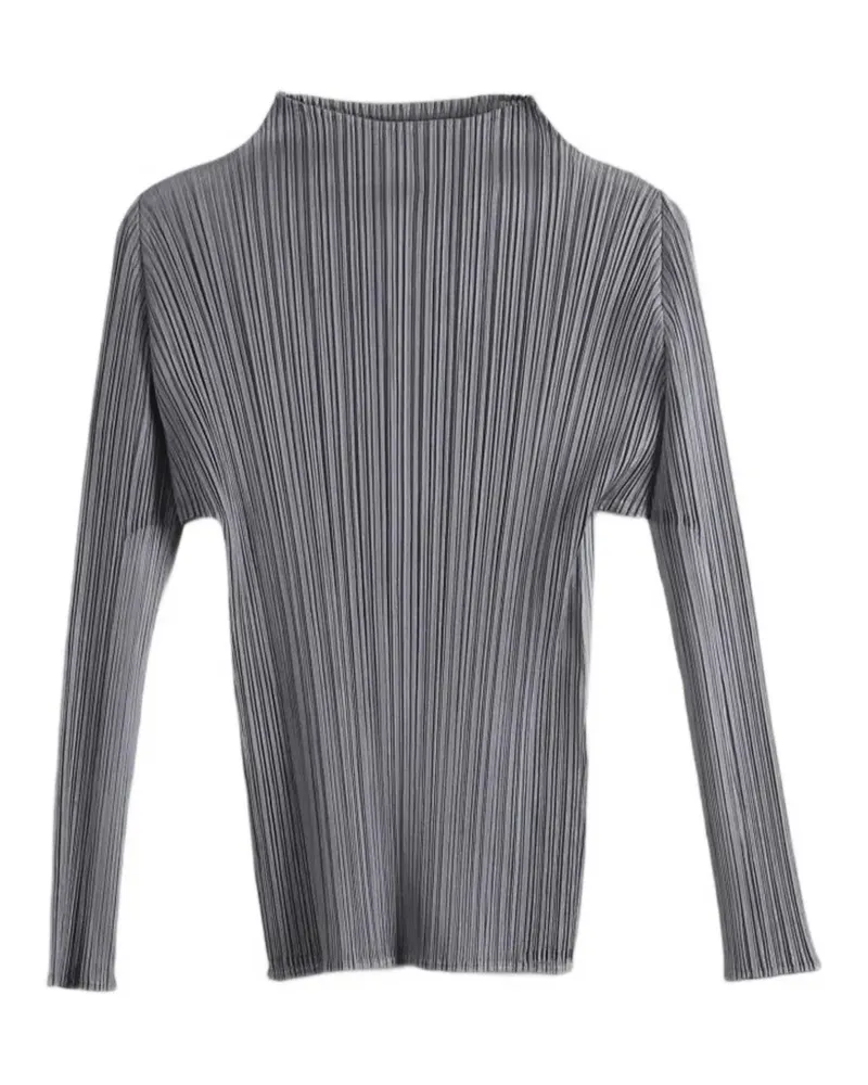 Issey Miyake pleated long-sleeve top - Grau Grau