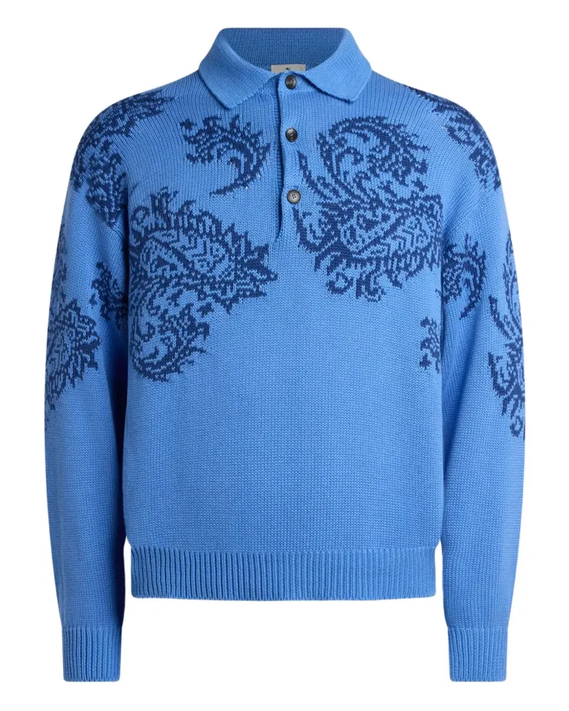 Etro jacquard inlays polo sweater - Blau Blau