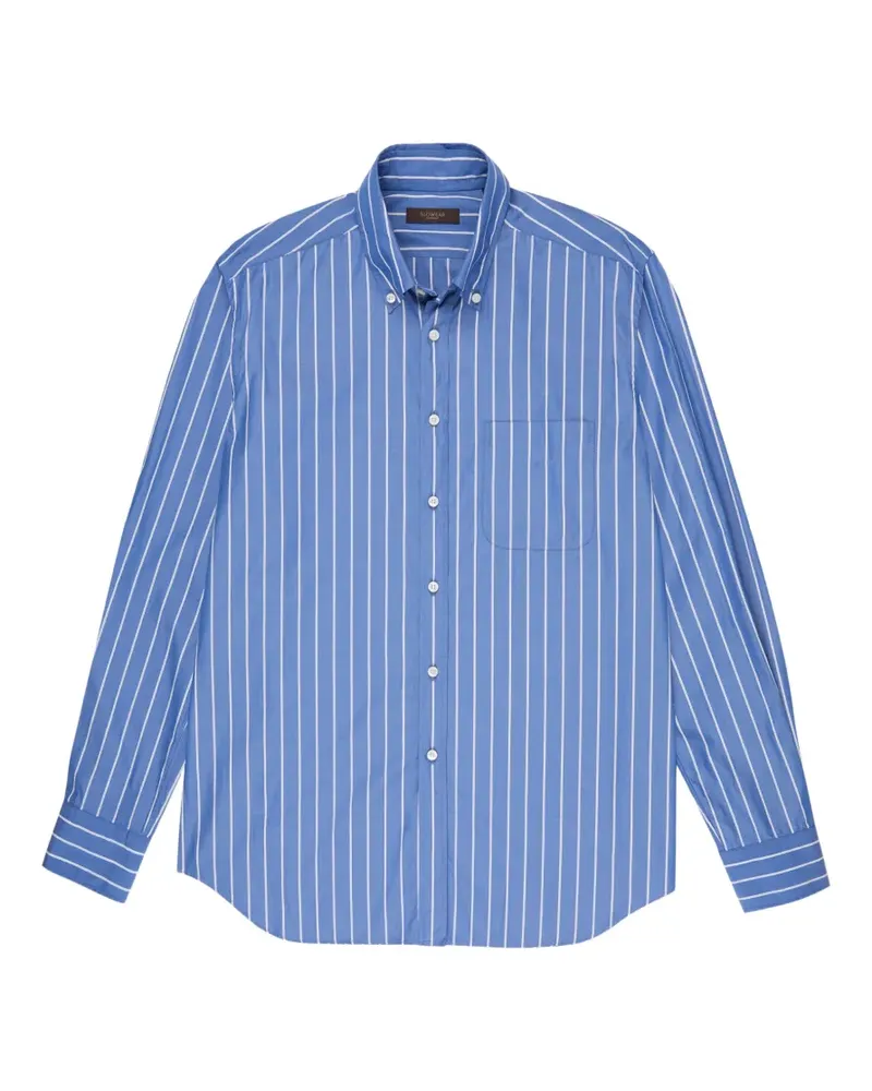 Glanshirt Gestreiftes Hemd aus Popeline - Blau Blau