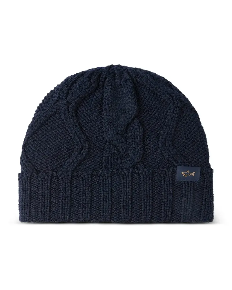 Paul & Shark Beanie aus Merinowolle - Blau Blau