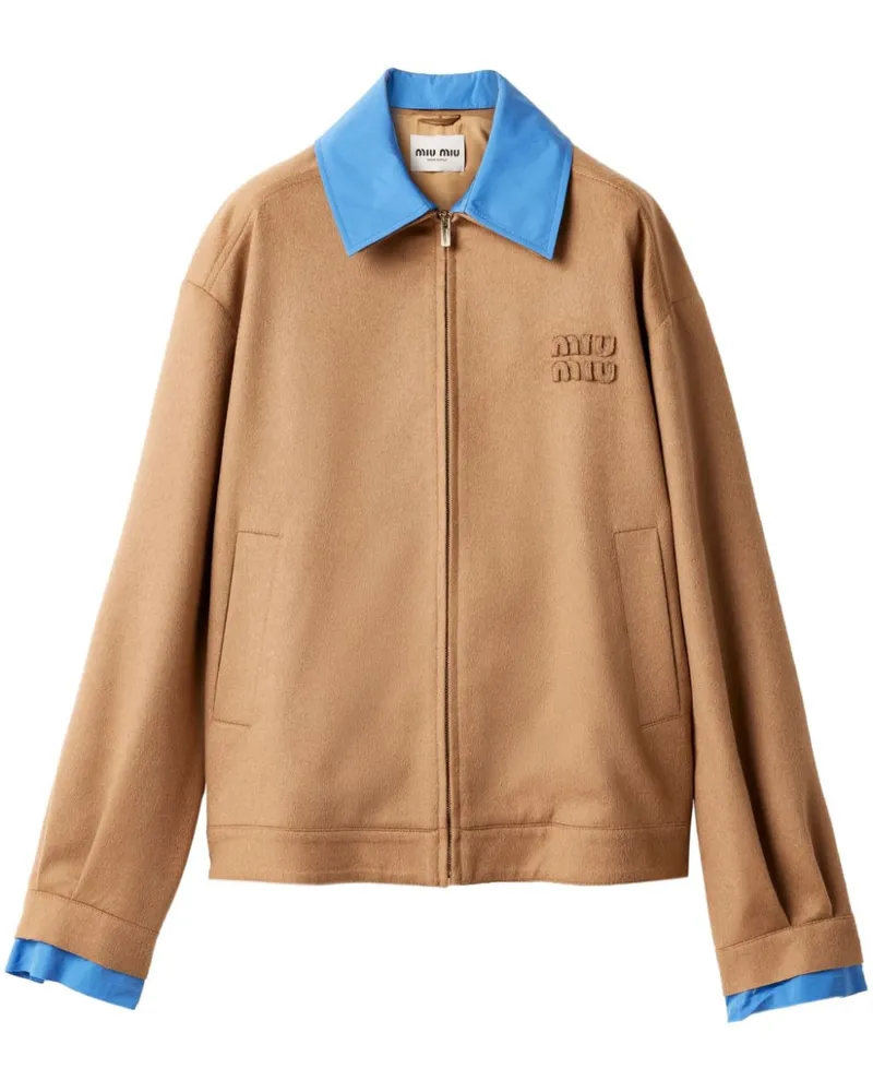 Miu Miu Bomberjacke mit Logo-Applikation - Braun Braun