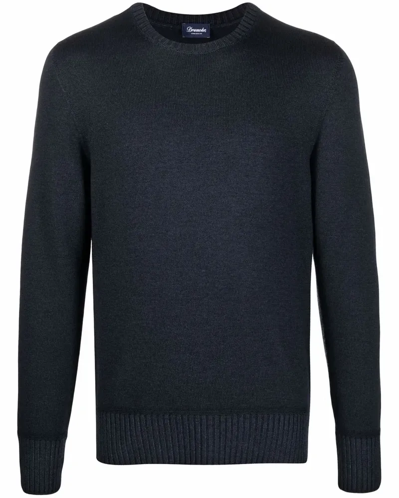 Drumohr  Merinopullover mit Rundhalsausschnitt - Blau Blau