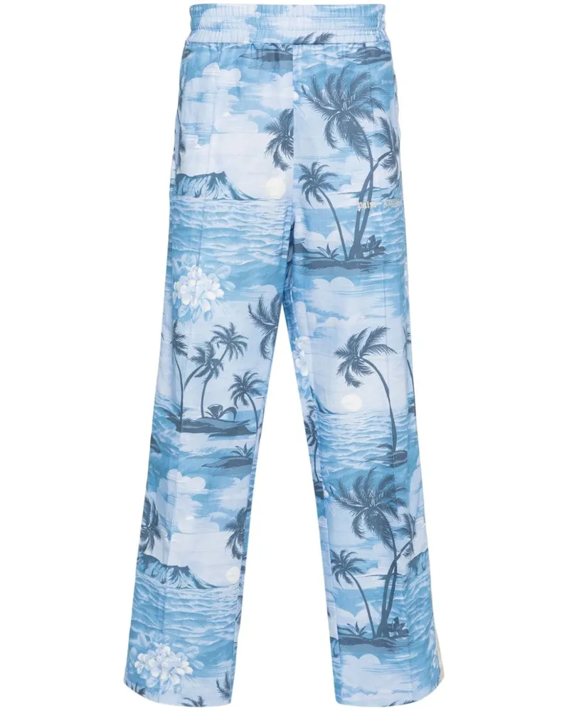 Palm Angels Straight-Leg-Hose mit Insel-Print - Blau Blau