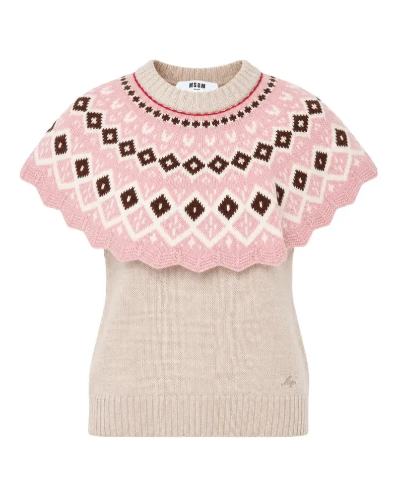 MSGM capelet-detail sweater - Nude Nude