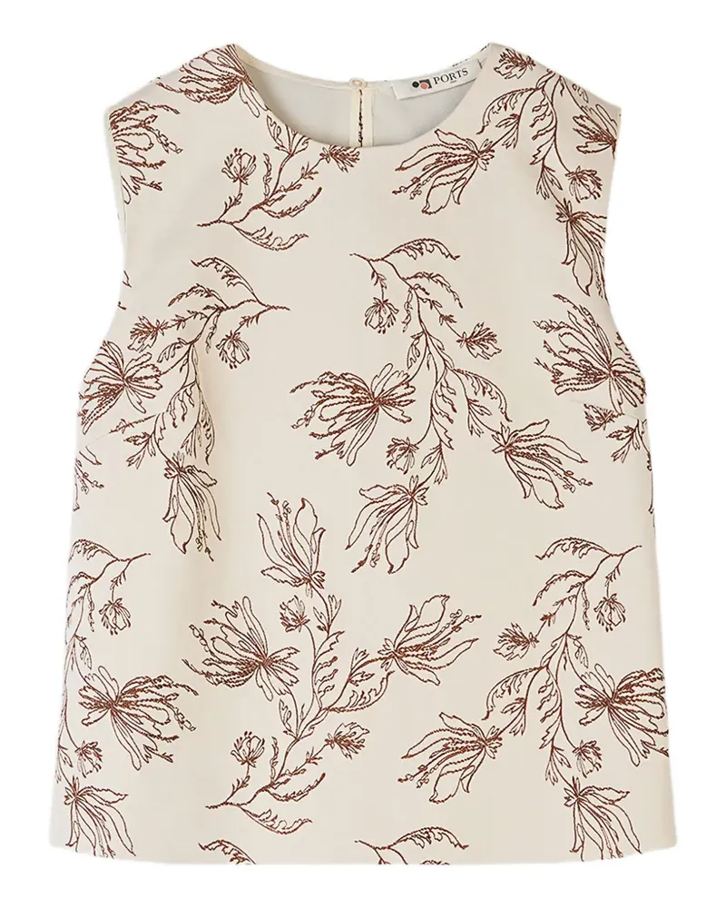 Ports 1961 floral-embroidered top - Nude Nude