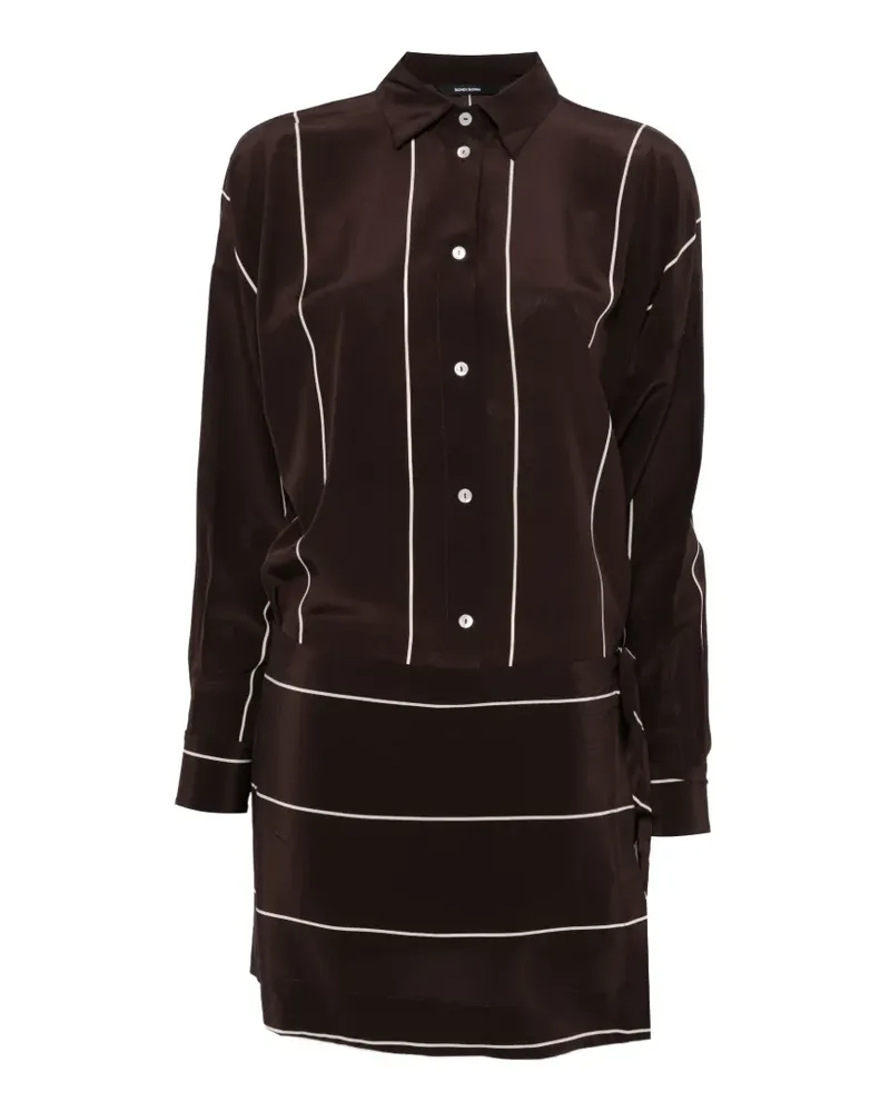 BONDI BORN Gestreiftes Orta Hemdkleid - Braun Braun