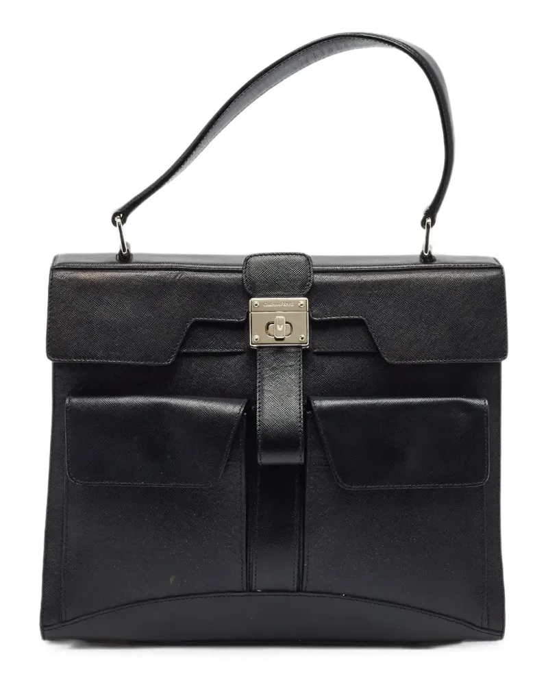 Gianfranco Ferré Handtasche mit Drehverschluss vorne - Schwarz Schwarz