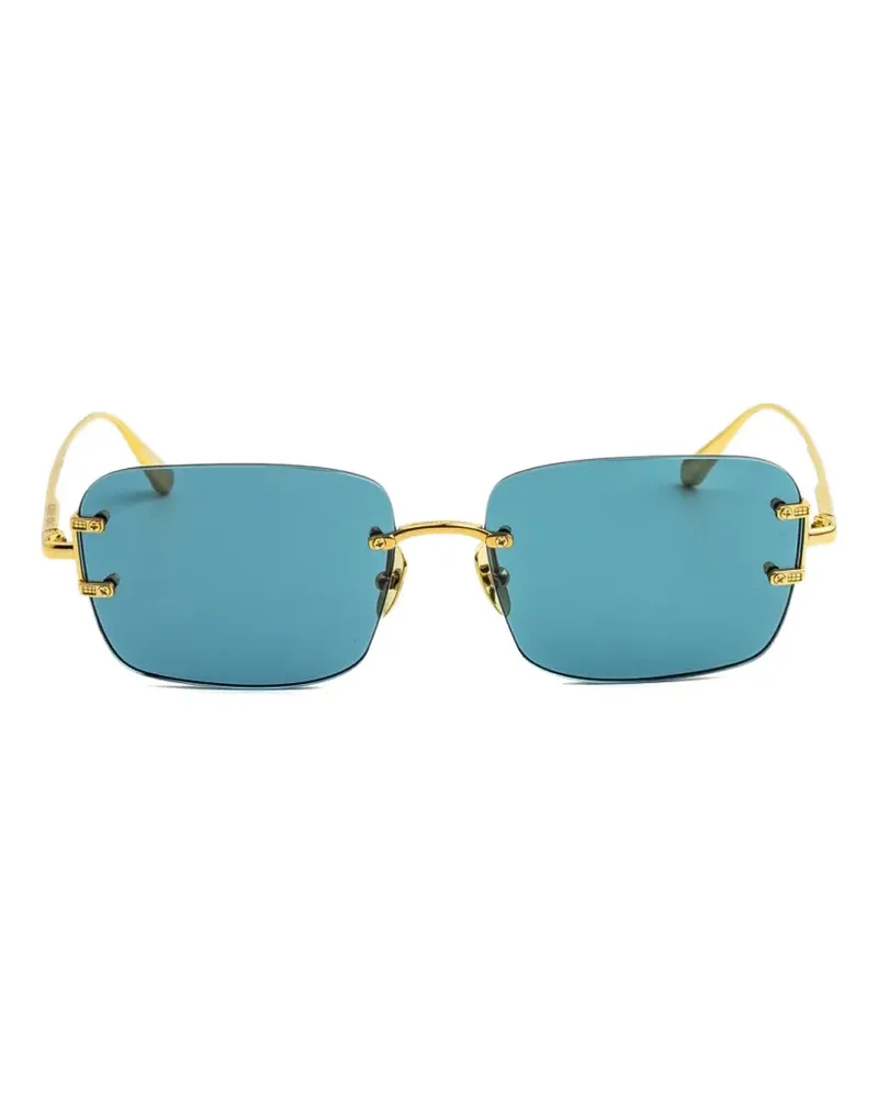 Linda Farrow Sasha rimless rectangle-frame sunglasses - Gold Gold