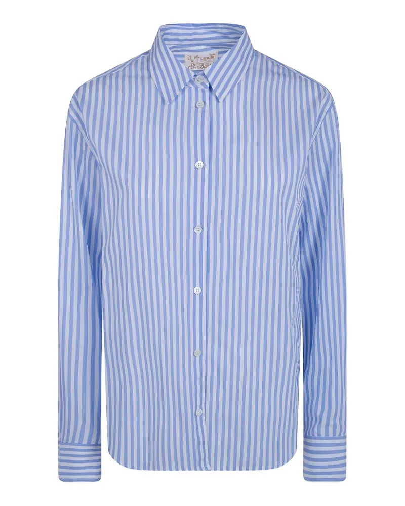 MC2 Saint Barth Meredith vertical-stripe logo-embroidered shirt - Blau Blau