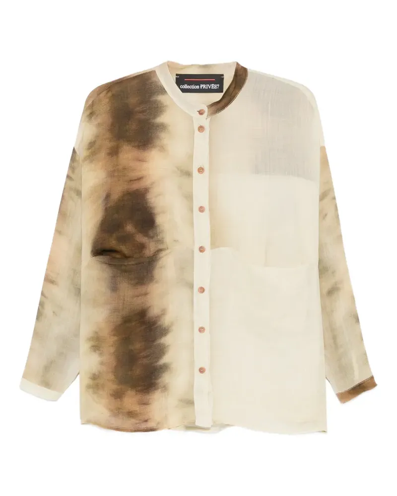 Collection Privée? Argis tie-dye band-collar shirt - Nude Nude