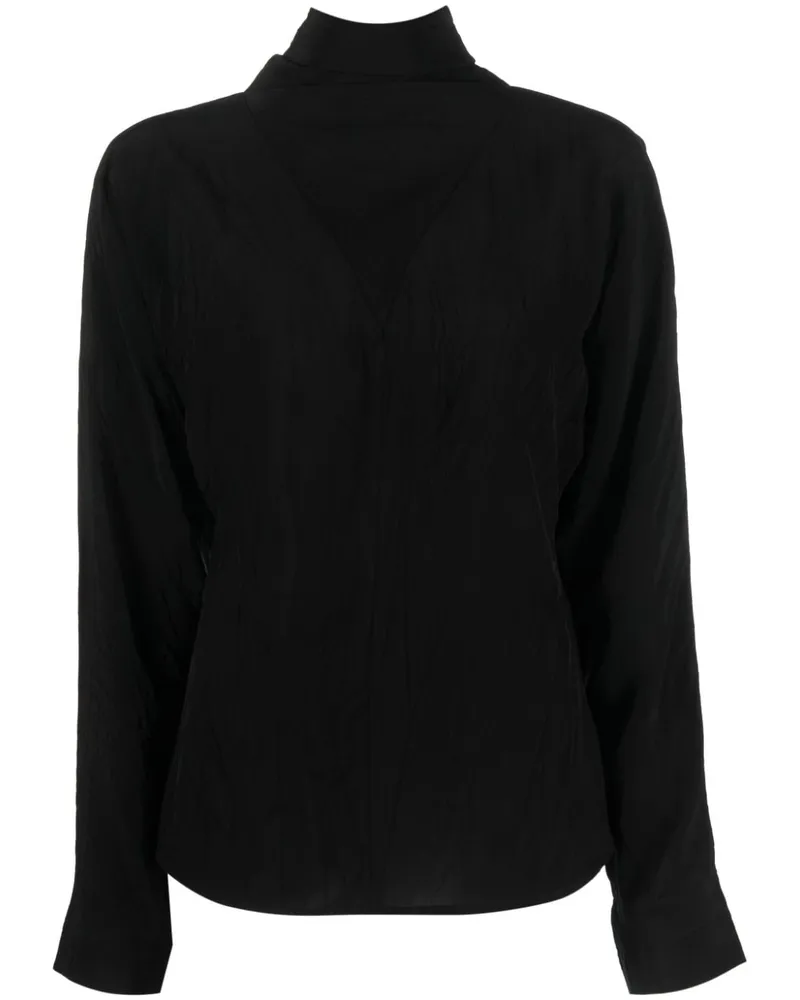 Róhe Bluse mit Schleifenkragen - Schwarz Schwarz