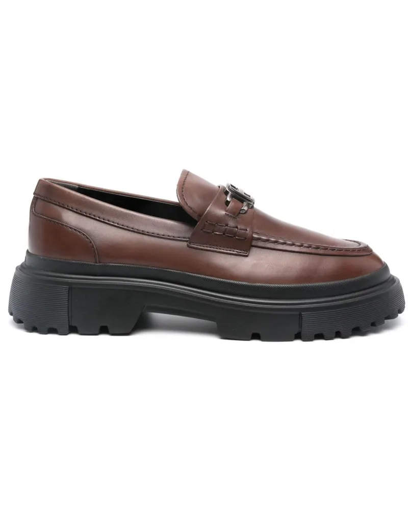 Hogan H619 Loafer mit Logo-Schild Braun