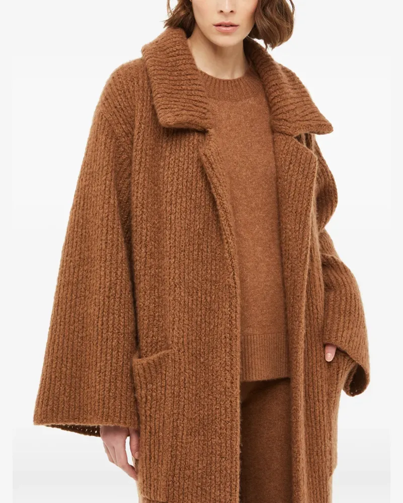 Alanui belted ribbed-knit coat - Braun Braun