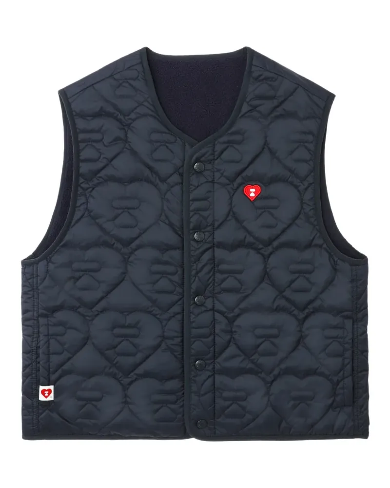 BAPE Gesteppte Weste mit Herz-Patch - Blau Blau