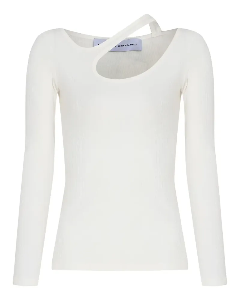 Gloria Coelho Geripptes Oberteil mit Cut-Out - Weiß Weiß