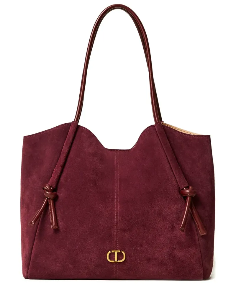 Twin-Set Wildleder-Tote Bag mit geknotetem Riemen - Rot Rot