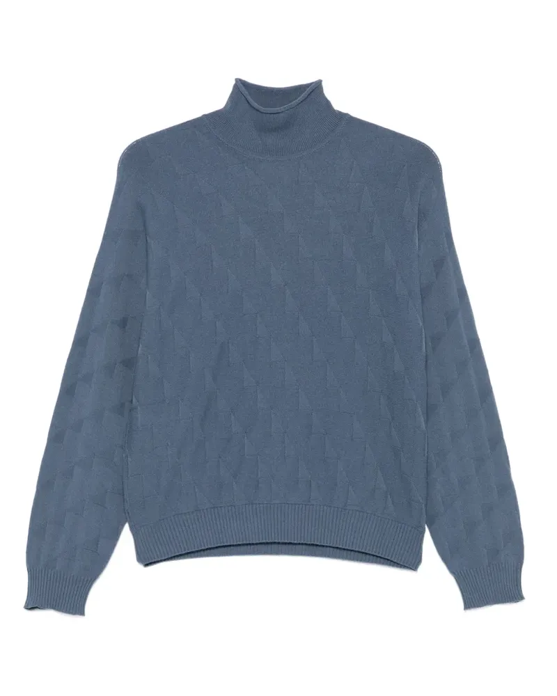 Emporio Armani Stehkragen-Pullover mit Rautenmuster - Blau Blau