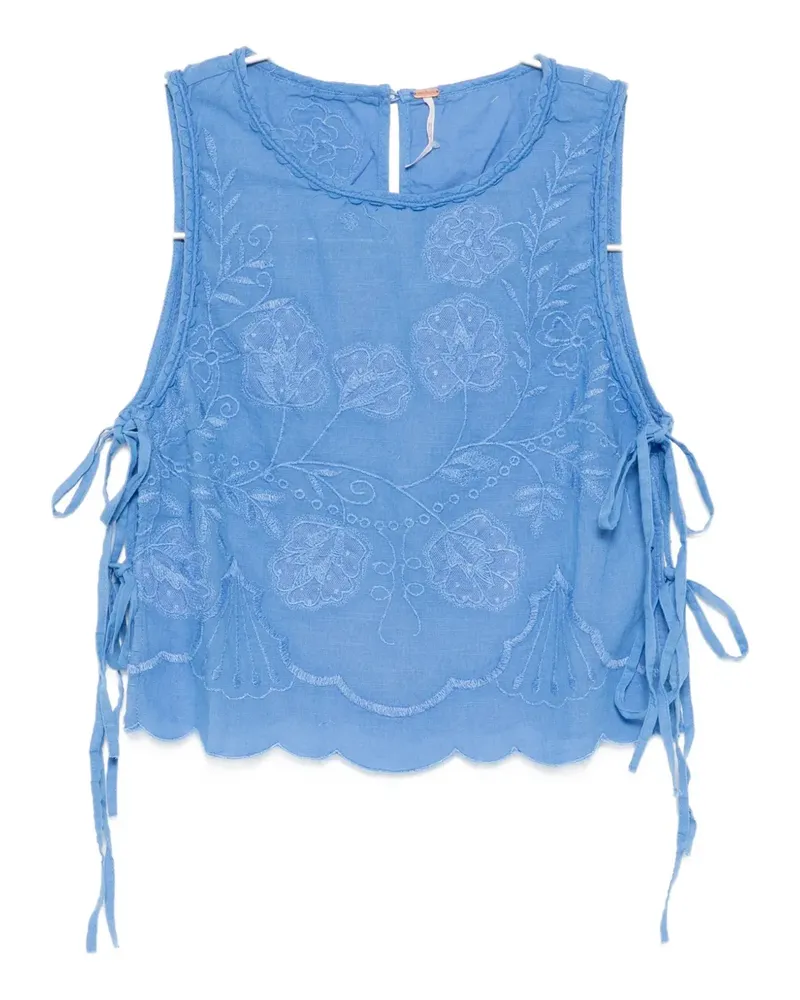 Free People Ausgeblichenes Gardens Tanktop - Blau Blau