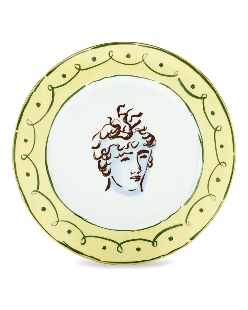 Ginori 1735 Teller mit Menschenporträt - Gelb Gelb