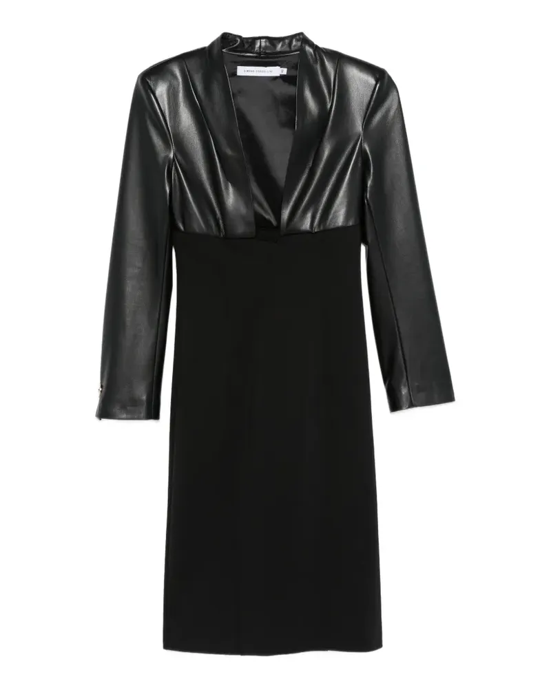 Simona Corsellini Midikleid mit Einsätzen aus Faux-Leder - Schwarz Schwarz