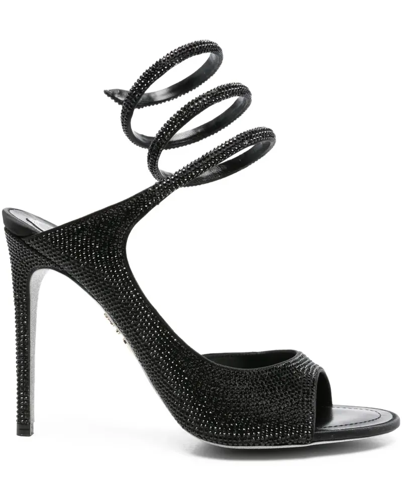 René Caovilla Sandalen mit Kristallen 105mm - Schwarz Schwarz