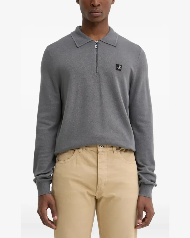 HUGO BOSS Sweatshirt mit Logo-Patch - Grau Grau