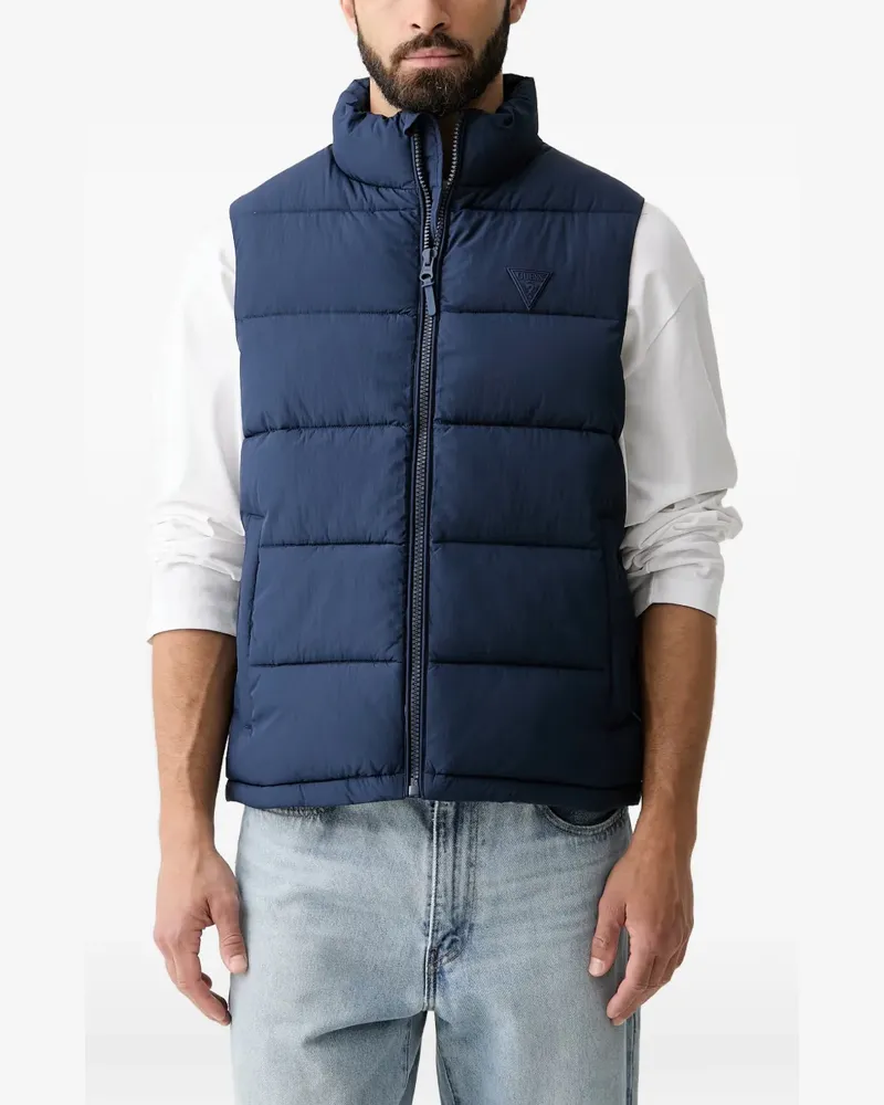 Guess quilted logo-patch gilet - Blau Blau