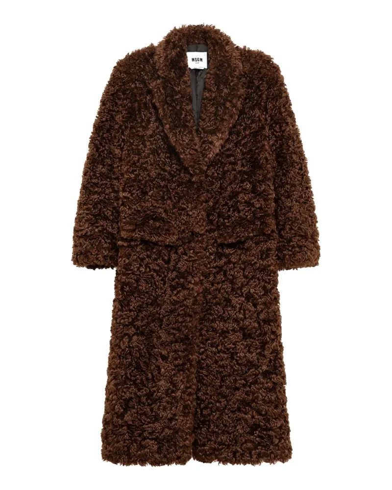 MSGM Doppelreihiger Mantel aus Faux Shearling - Braun Braun