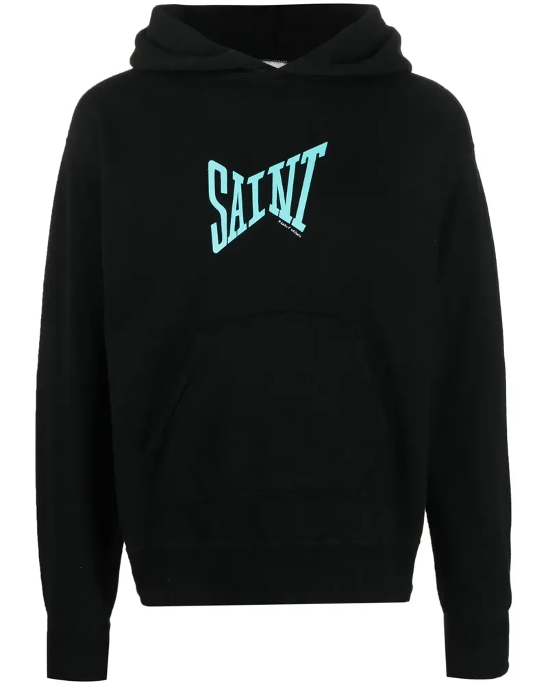 SAINT MXXXXXX Hoodie mit Logo-Print - Schwarz Schwarz