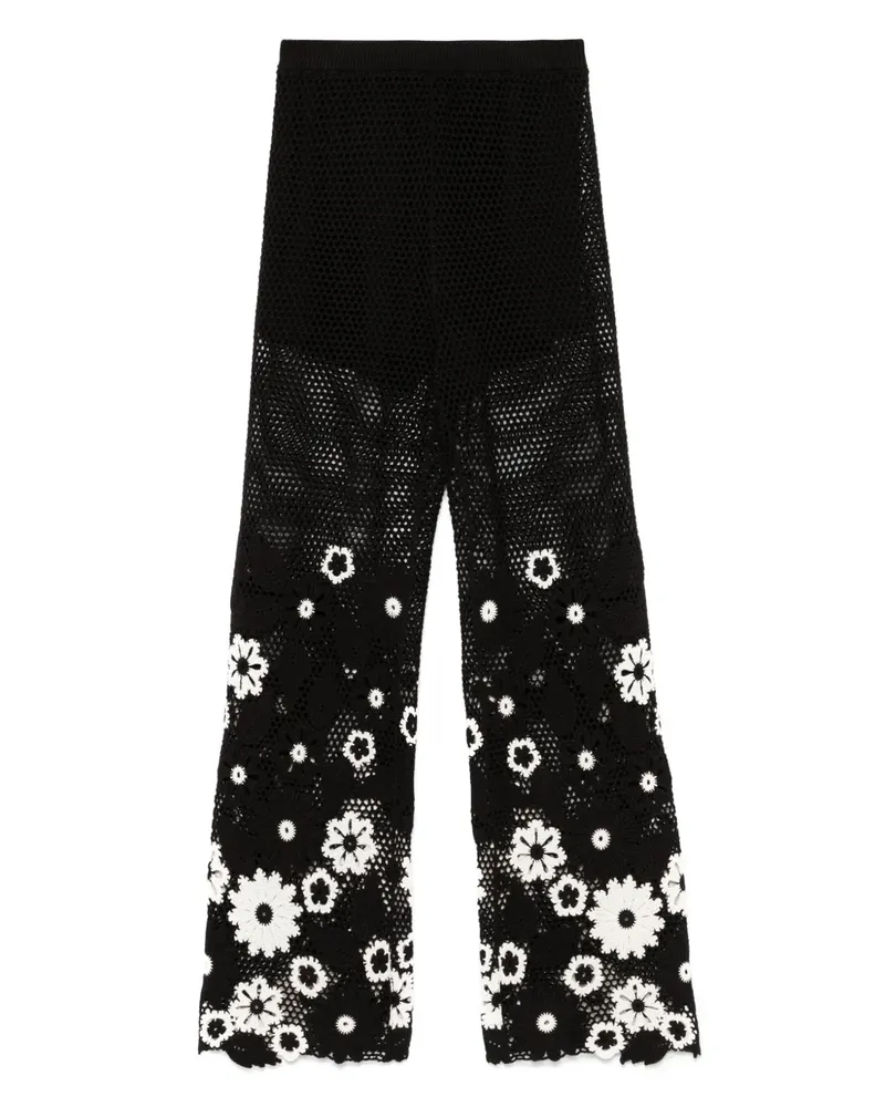 Maje Hose mit Blumenstickerei - Schwarz Schwarz