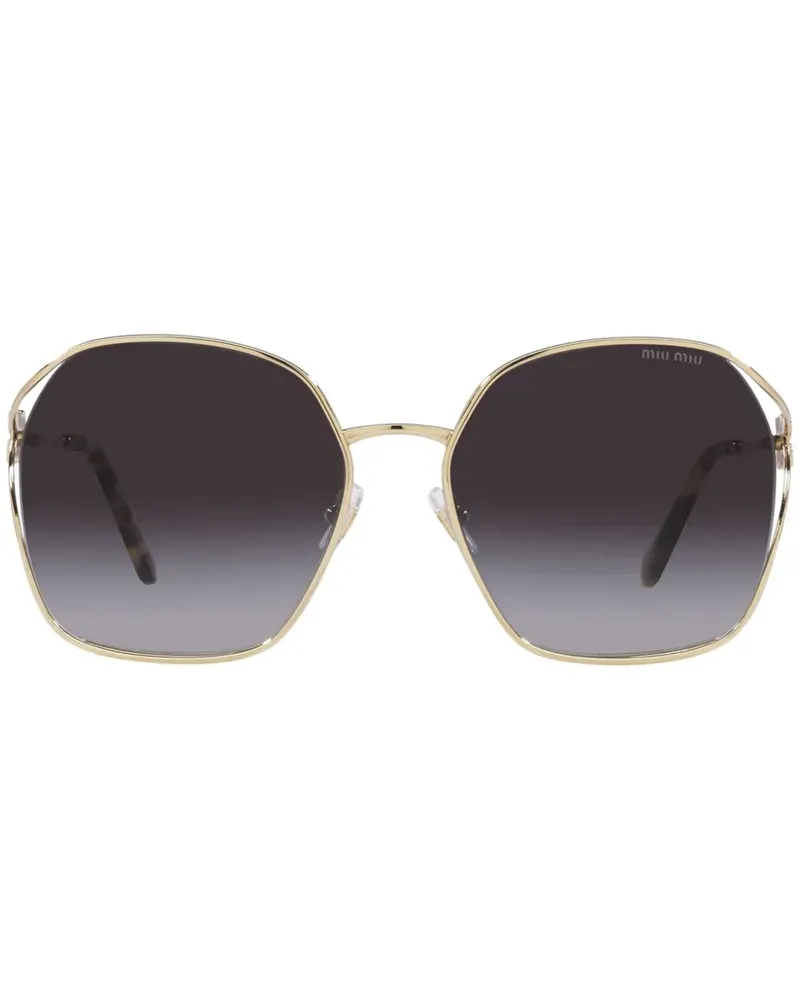 Miu Miu Eckige Sonnenbrille mit Logo - Gold Gold