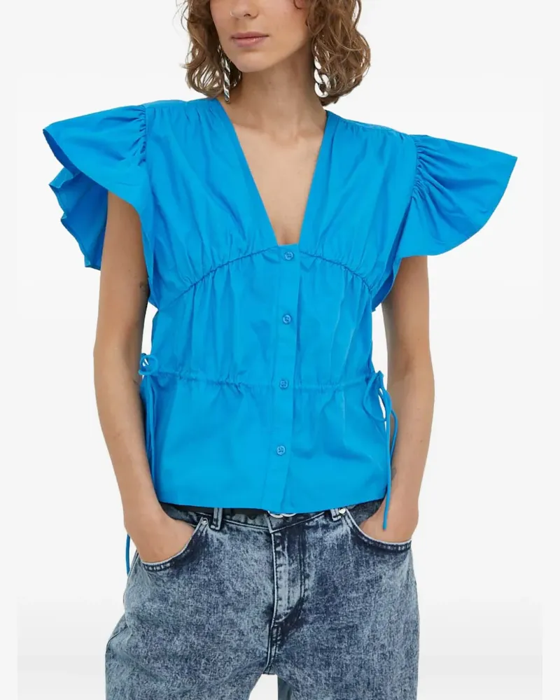Day Birger et Mikkelsen Gerüschtes Oberteil mit Knöpfen - Blau Blau