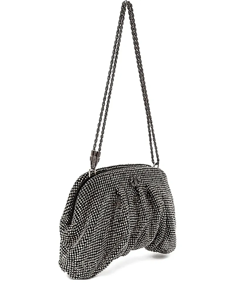 ISLA Clutch mit Kristallverzierung - Schwarz Schwarz