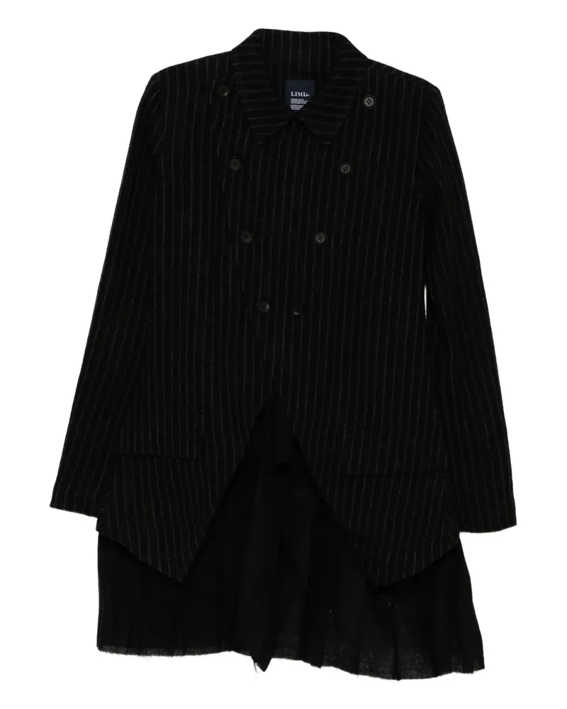 Yohji Yamamoto Gestreifte Jacke mit Gaze-Falten - Schwarz Schwarz