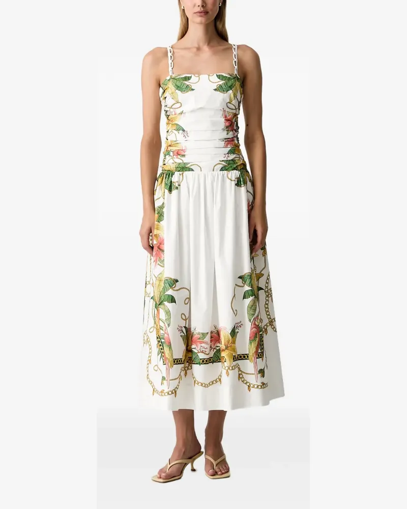 FARM Rio Tropical Royalty off-white midi dress sleeveless - Weiß Weiß