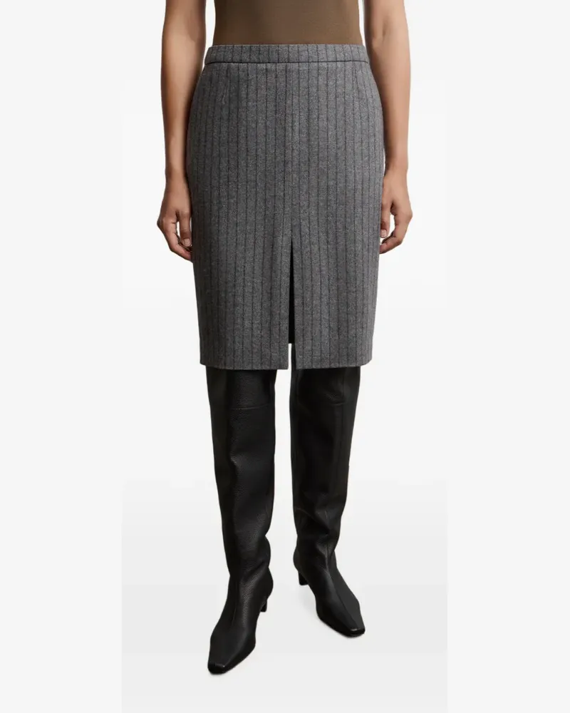 12 STOREEZ pinstripe front-slit skirt - Grau Grau