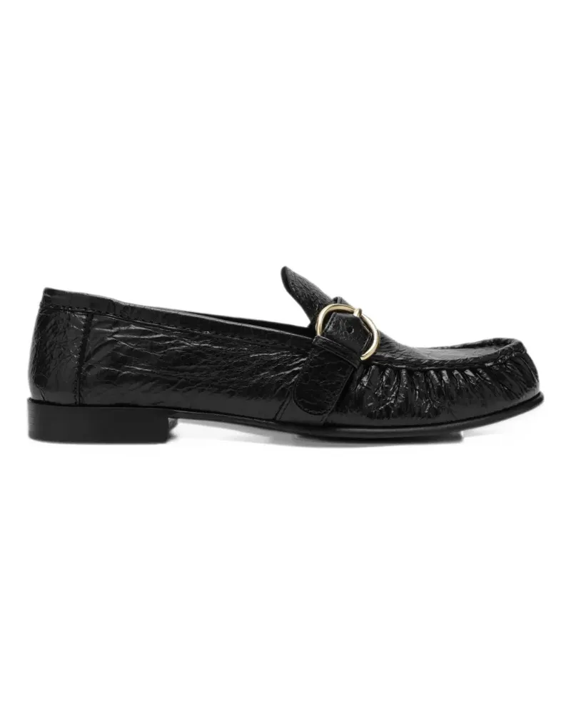 Miu Miu buckled crinkled leather loafers - Schwarz Schwarz