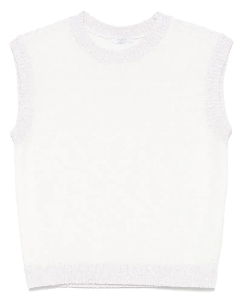 Peserico Gestricktes T-Shirt mit Pailletten - Weiß Weiß